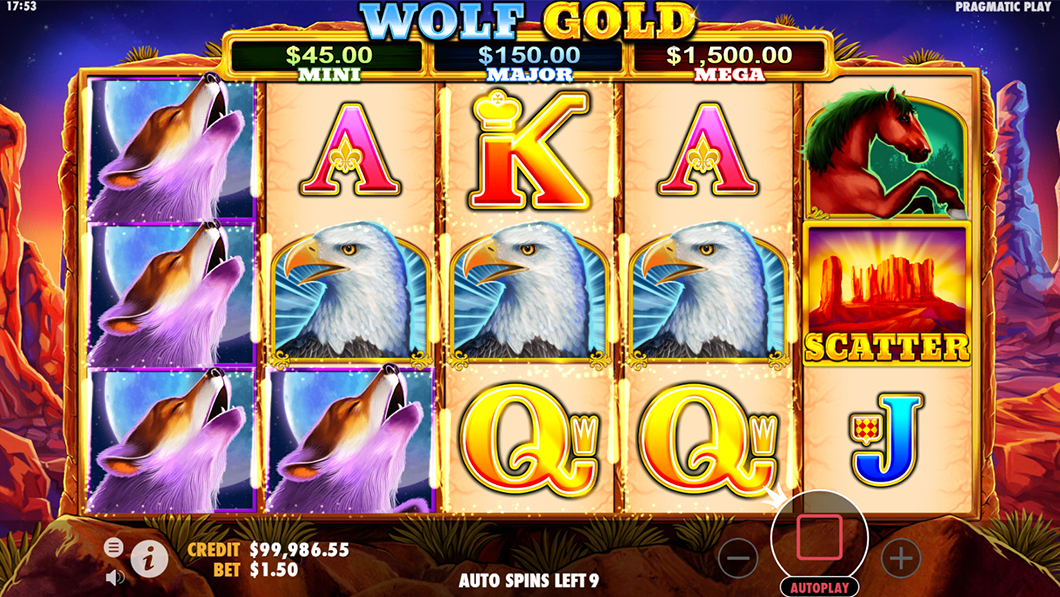 In-game view of Wolf Gold slot